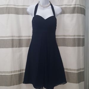 Navy Blue halter Bridesmaid Dress